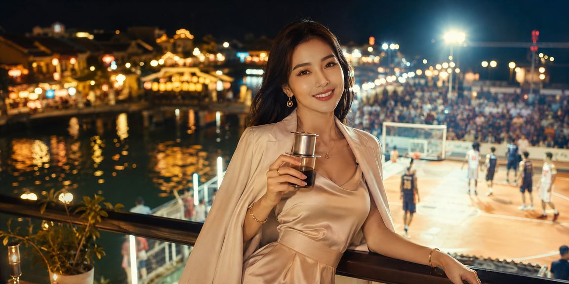 Người hâm mộ bóng rổ tại Hội An theo dõi trận đấu và đặt cược qua điện thoại bên cà phê