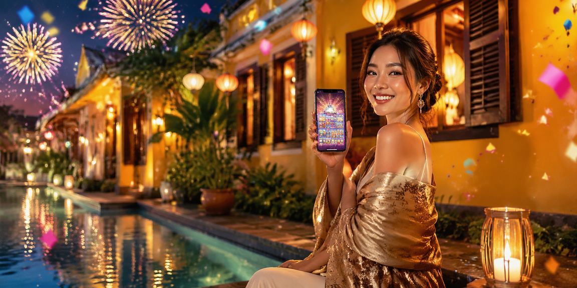 Không khí lễ hội tại Hội An khi người chơi sử dụng ứng dụng casino trực tuyến với voucher ưu đãi